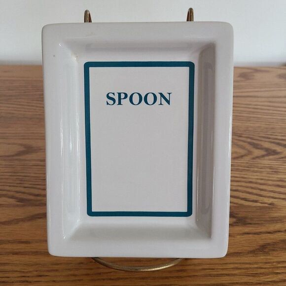 Mainstays Ceramic Rectangular Spoon Rest Utensil Holder Kitchen Stove Countertop - Picture 2 of 12